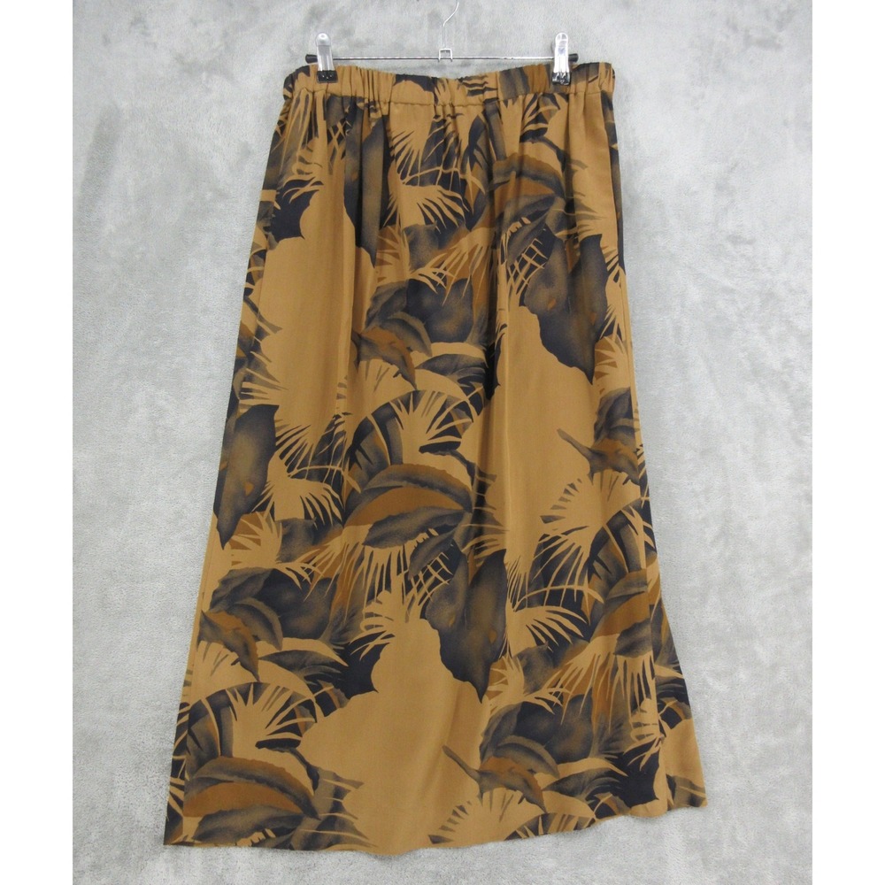 Vintage Jones New York Skirt Womens Size 10 Tropical Leaf Silk Maxi Pockets Boho